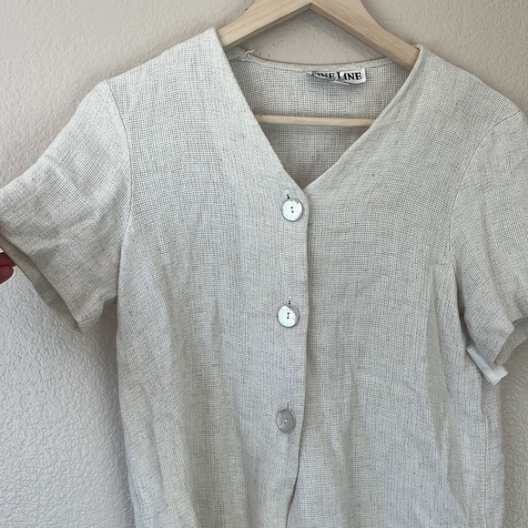 Vintage Fine Line Cream Knit Button Down Blouse size small - Picture 6 of 8